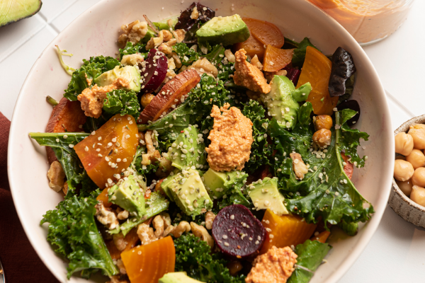 Kale Chickpea Salad with Sun Dried Tomato Pesto