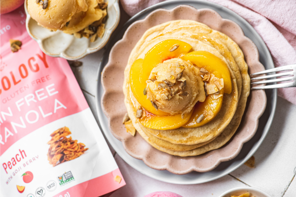 Peach Ice Cream and Pancakes