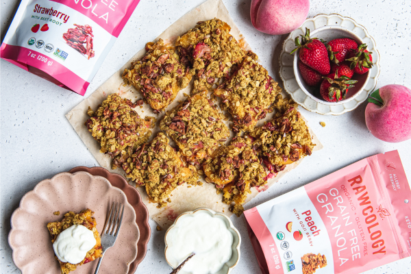 Strawberry-Peach Crumble Bars