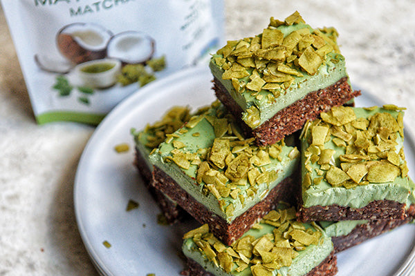 Rawcology Inc | Matcha Cheezecake Brownies