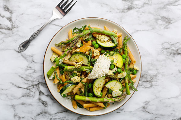 Rawcology Spring Chickpea Pasta with Cashew Ricotta – Rawcology Inc