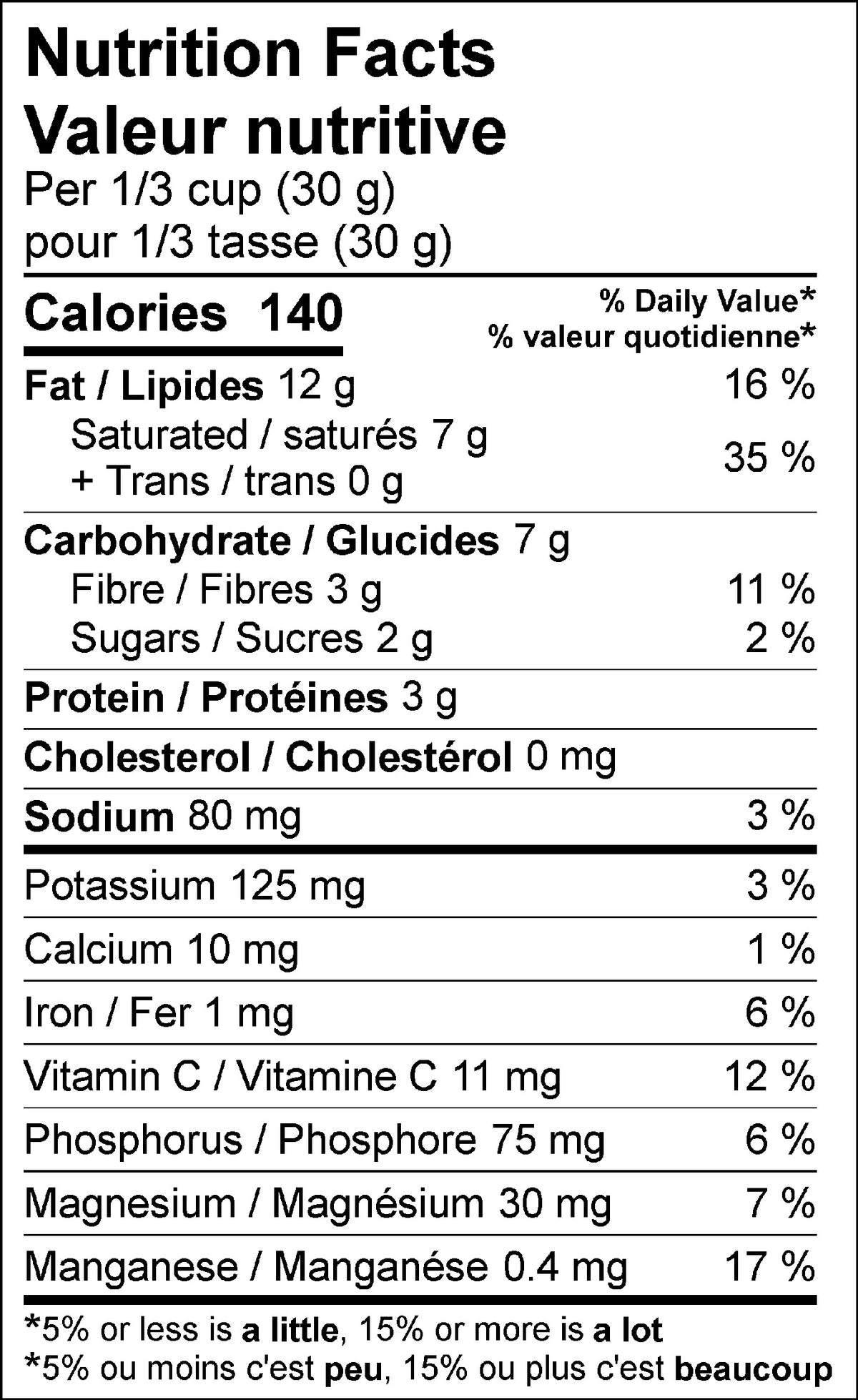 Rawcology Inc. Lemon Ginger with Camu Camu Raw Crunch Granola Nutrition Facts Table