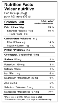 Rawcology Inc. Matcha Latte Superfood Coconut Chips Nutrition Facts Table