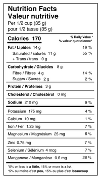 Rawcology Inc. Smoky Cheeze Superfood Coconut Chips Nutrition Facts Table